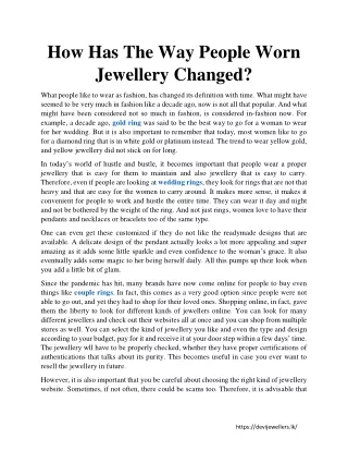 how has the way people worn jewellery changed