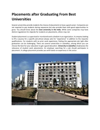 Placements after Graduating From Best Universities