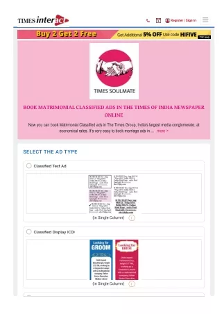 Matrimony Ads