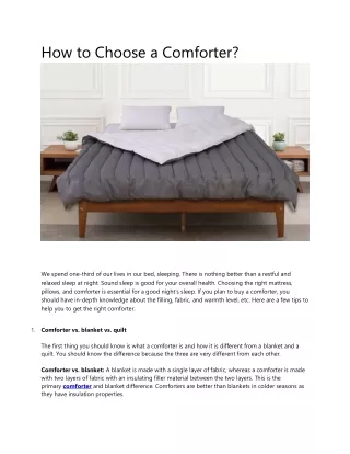 how to choose a comforter