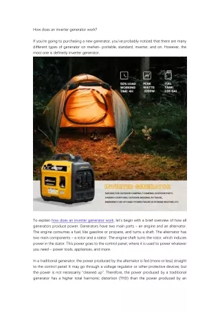 how does an inverter generator work