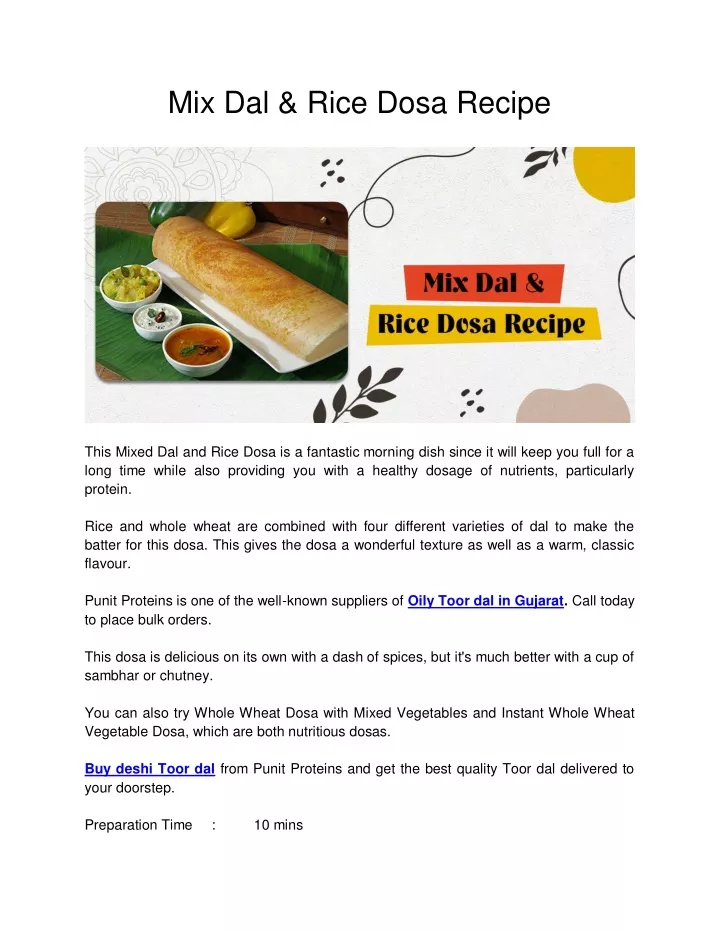 mix dal rice dosa recipe