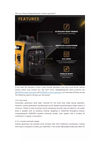 why you choose maxpeedingrods inverter generator