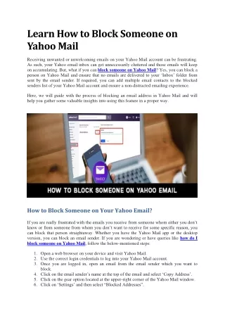 learn how to block someone on yahoo mail