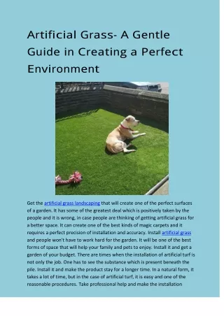 artific ial grass a gentle guide in creating