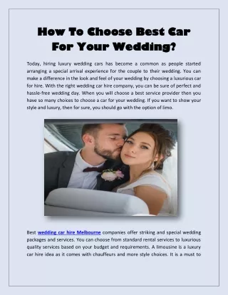 How To Choose Best Car For Your Wedding