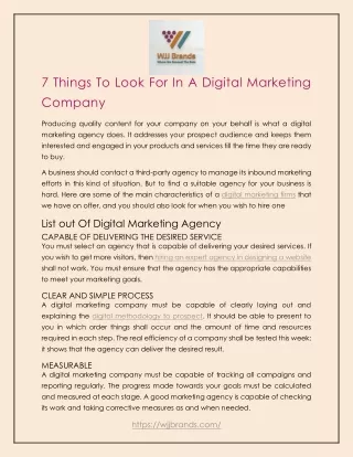 7 Things to Look for in a Digital Marketing Company