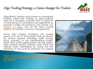 algorithmic trading also known as automated