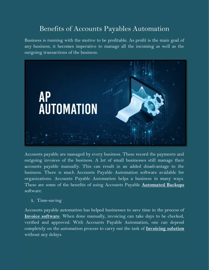 benefits of accounts payables automation