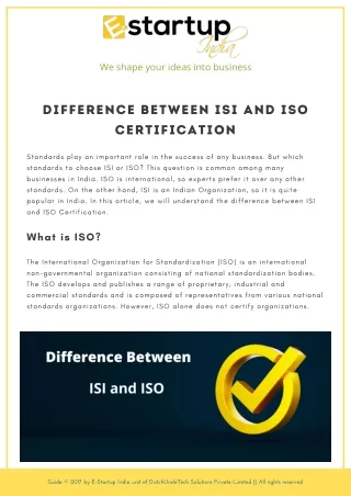 Difference between ISI and ISO Certification..