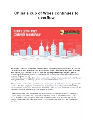 China’s cup of Woes continues to overflow