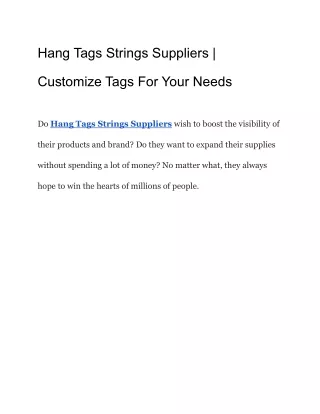 hang tags strings suppliers