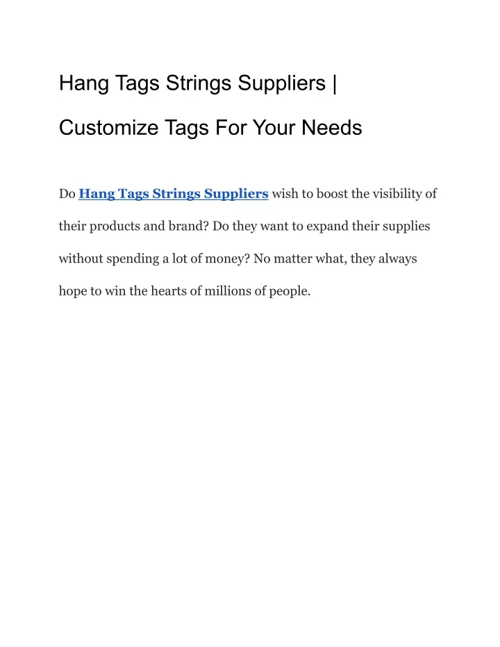 hang tags strings suppliers