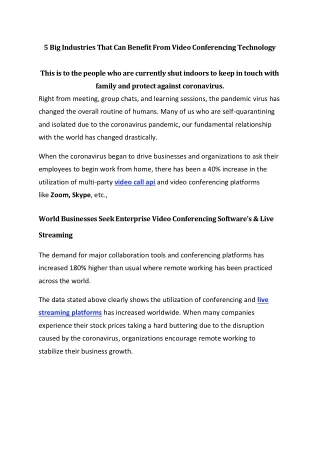 Video Conferencing Solution - Helping Businesses Thrive Amid COVID19 Outbreak