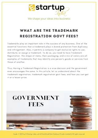 What are the Trademark Registration Govt fees.