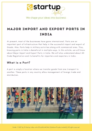 Major Import and Export Ports in India.