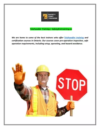 telehandler training safetyfirsttraining ca