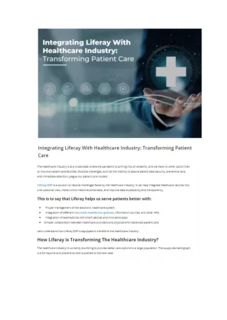 Integrating Liferay With Healthcare Industry: Transforming Patient Care