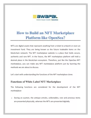 how to build an nft marketplace platform like