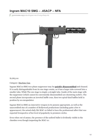 ingram mac10 smg 45acp nfa