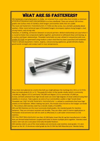 What are SS fasteners_
