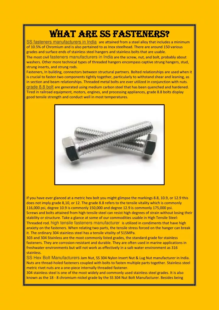 what are ss fasteners what are ss fasteners