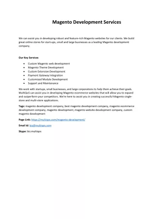 Magento Development Services MultiQoS