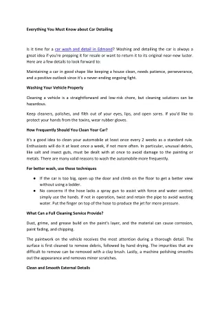Everything You Must Know about Car Detailing