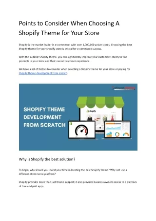 Points to Consider When Choosing A Shopify Theme for Your Store