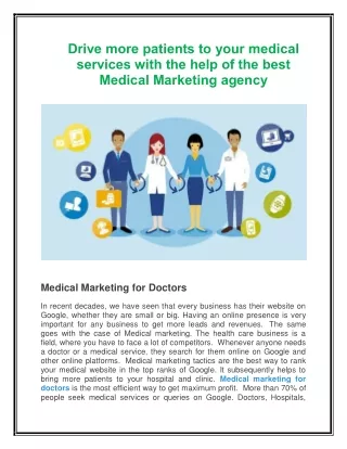 Drive more patients to your medical services with the help of the best Medical M