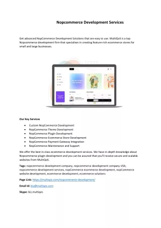 Nopcommerce Development Services MultiQoS