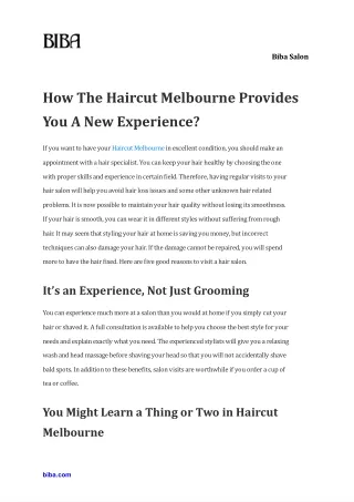How The Haircut Melbourne Provides You A New Experience?