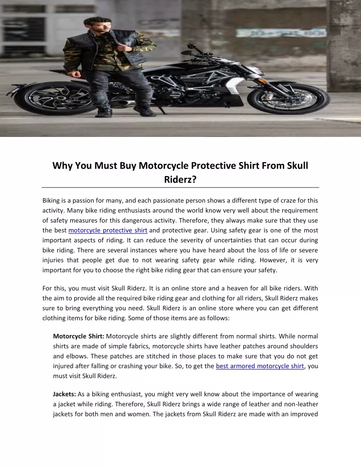 why you must buy motorcycle protective shirt from