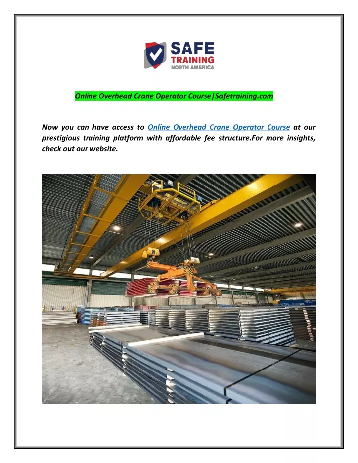 online overhead crane operator course