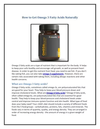 how to get omega 3 fatty acids naturally