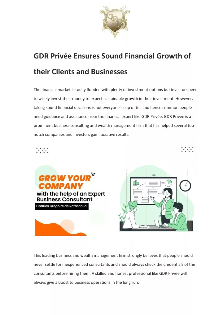 gdr priv e ensures sound financial growth of