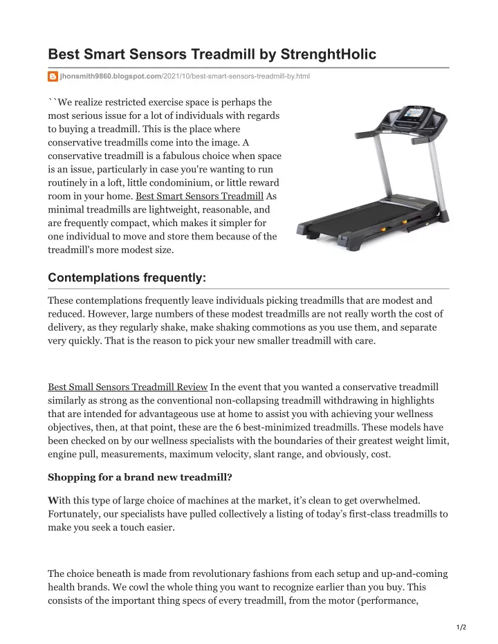 best smart sensors treadmill by strenghtholic
