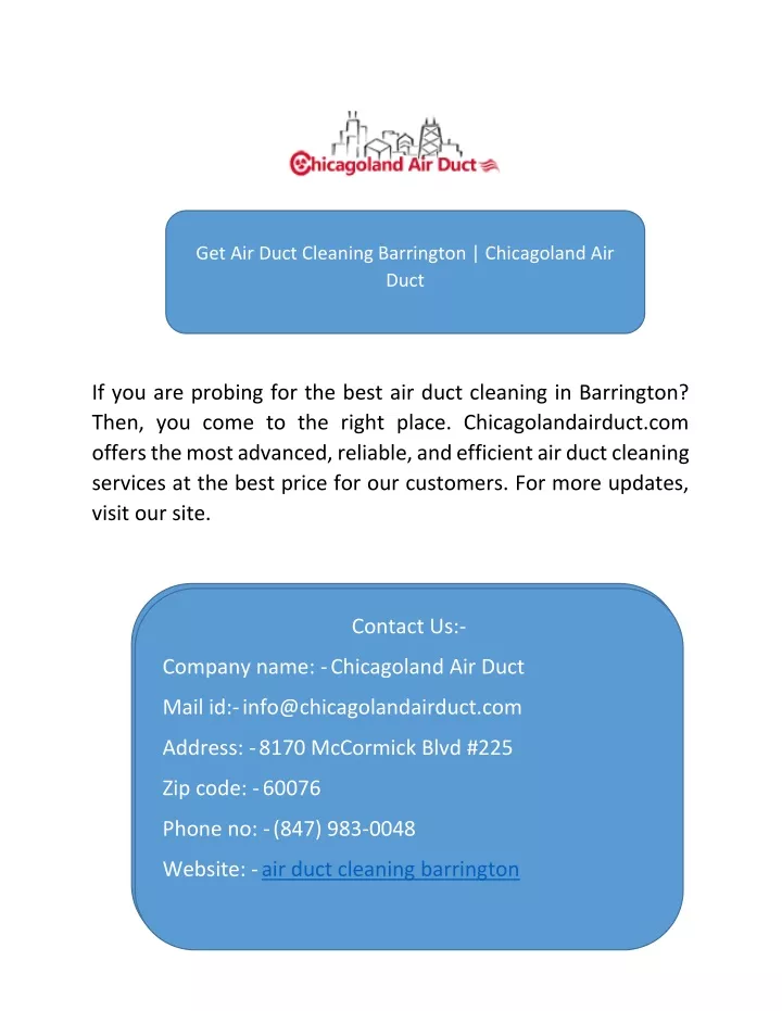 get air duct cleaning barrington chicagoland