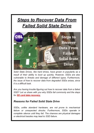 steps to recover data from failed solid state