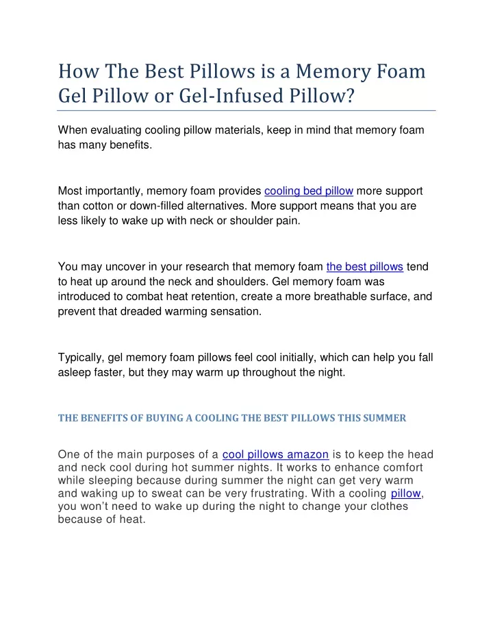 how the best pillows is a memory foam gel pillow
