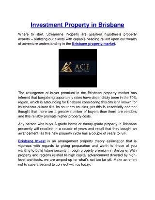 Investment Property in Brisbane