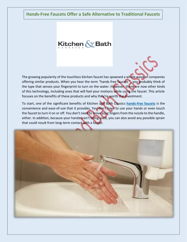 hands free faucets offer a safe alternative