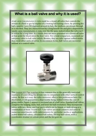 what is a ball valve and why it is used what