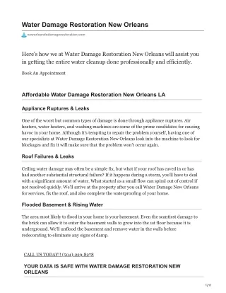 Water Damage Restoration New Orleans LA