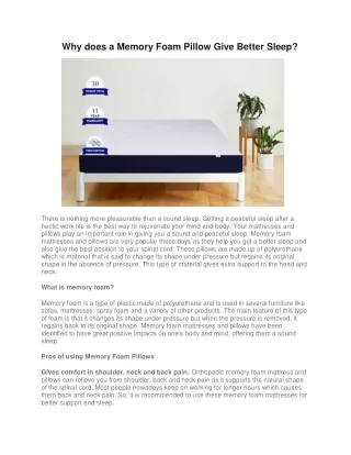 why does a memory foam pillow give better sleep