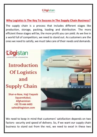 Why Logistics Is The Key To Success In The Supply Chain Business