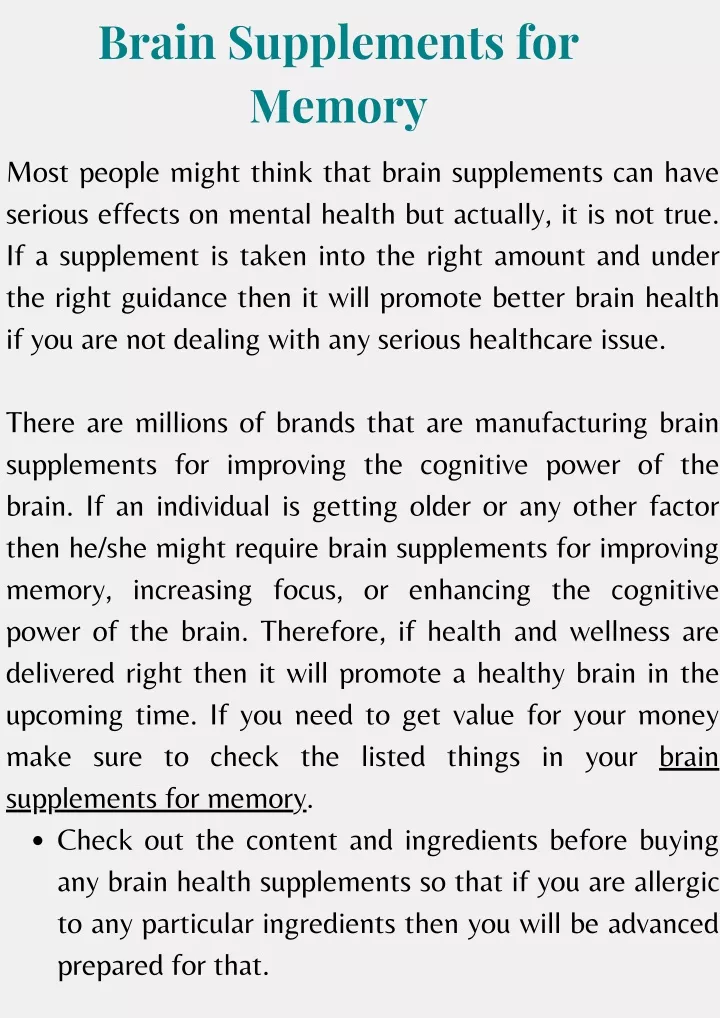 brain supplements for memory