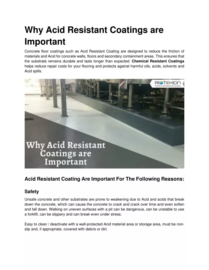 why acid resistant coatings are important