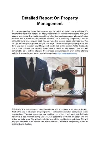 Detailed Report On Property Management