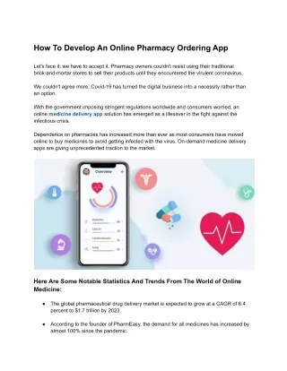 How To Develop An Online Pharmacy Ordering App